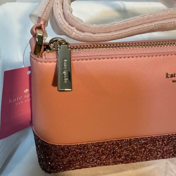 NWT Kate Spade New York Flash Glitter Fabric Mixed Material Bag Barbiecore Pink - Picture 9 of 10